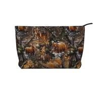 GSGCSBYMLG Caccia Cervo Orso Alce Stampato Velluto Sacchetto Trucco Viaggio Toiletry Bag Travel Organizer Bag, Nero , Taglia unica