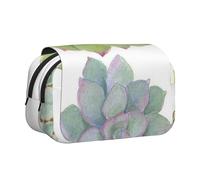 GSGCSBYMLG Cactus Succulente Stampato Doppio Clamshell Pen Case Portatile Cancelleria Caso, Nero , Taglia unica, Portamonete