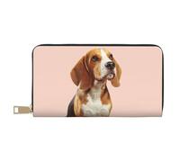 GSGCSBYMLG Carino Beagle Dog Stampato Portafoglio In Pelle Grande Viaggio Portafoglio Uomo Donna Zip Frizione Porta Carte, bianco, Taglia unica