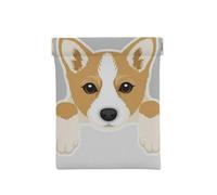 GSGCSBYMLG Carino cartone animato gallese cane Corgi stampato portamonete portatile in pelle fionda portamonete, bianco, Taglia unica, Classico