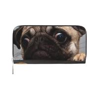 GSGCSBYMLG Carino Pet Pug Stampato Pelle Mano Portafoglio Uomo Donna Zip Frizione Porta Carte, Nero , Taglia unica