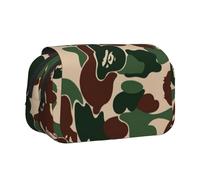 GSGCSBYMLG Caso portatile della cancelleria della cassa della penna della copertura doppia stampata verde del camuffamento, Nero , Taglia unica, Portamonete