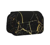 GSGCSBYMLG Cassa di cancelleria portatile della cassa della penna della copertura doppia stampata del marmo dell'oro nero, Nero , Taglia unica, Portamonete