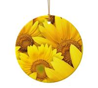 GSGCSBYMLG Ciondolo rotondo in ceramica con stampa di girasoli gialli e fiori gialli pendente in ceramica in diverse dimensioni