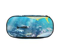 GSGCSBYMLG Colorato 3D Nature Scenic of Sea Underwater of Tropical Pesci Stampato Matita Sacchetto Astuccio Astuccio Portatile Cancelleria Caso, Nero , Taglia unica, Portamonete