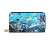 GSGCSBYMLG Colorful 3D Natura Scenic of Sea Underwater of Tropical Pesci Stampato Portafoglio In Pelle Grande Portafoglio Da Viaggio Uomo Donna Zip Frizione Porta Carte, bianco, Taglia unica