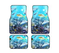 GSGCSBYMLG Colorful 3D Nature Scenic of Sea Underwater of Tropical Pesci Stampato Auto Tappetino Set di Quattro Tappetini Decorativi Auto