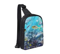 GSGCSBYMLG Colorful 3D Nature Scenic of Sea Underwater of Tropical Pesci Stampato Borsa Petto Doppia Tasca Crossbody Borsa