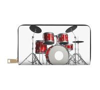 GSGCSBYMLG Cool Drum Set Stampato Portafoglio In Pelle Grande Viaggio Portafoglio Uomo Donna Zip Frizione Porta Carte, bianco, Taglia unica