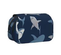 GSGCSBYMLG Custodia per cancelleria portatile a doppia conchiglia con squalo blu, Nero , Taglia unica, Portamonete