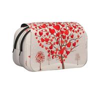 GSGCSBYMLG Custodia per cancelleria portatile a forma di cuore con alberi stampati a doppia conchiglia, Nero , Taglia unica, Portamonete