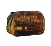 GSGCSBYMLG Custodia per cancelleria portatile con doppia conchiglia stampata a forma di nave pirata fantasy, Nero , Taglia unica, Portamonete