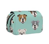 GSGCSBYMLG Custodia per cancelleria portatile con doppia conchiglia stampata con volti di bulldog inglese, Nero , Taglia unica, Portamonete