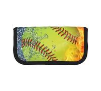 GSGCSBYMLG Custodia per penne in tela stampata arancione con palla da baseball sul fuoco e sull'acqua, custodia portatile per cancelleria