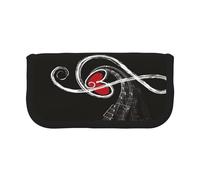 GSGCSBYMLG Custodia per penne in tela stampata con simboli musicali e scritta "Love"