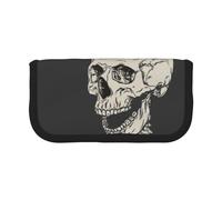 GSGCSBYMLG Custodia per penne in tela stampata con teschio Rock Roll Skeleton Bone Custodia per cancelleria portatile