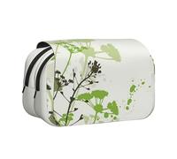 GSGCSBYMLG Custodia portatile per cancelleria con fogliame ed erbe con libellule alate stampate a doppia conchiglia, Nero , Taglia unica, Portamonete