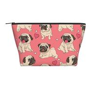 GSGCSBYMLG Divertente borsa da viaggio con stampa di un cucciolo di carlino dei cartoni animati, borsa organizer da viaggio con cerniera portatile da toilette, Nero , Taglia unica