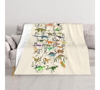 GSGCSBYMLG Elegante coperta in peluche con stampa di dinosauri, con lettere dell'alfabeto, decorazione