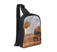GSGCSBYMLG Elephant Family - Borsa a tracolla con stampa a doppia tasca