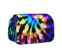 GSGCSBYMLG Exotic Tribe Tie Dye Style stampato doppio Clamshell penna caso di cancelleria portatile, Nero , Taglia unica, Portamonete