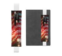 GSGCSBYMLG Fireworks - Astuccio portapenne in pelle stampata con bandiera americana, bianco, Taglia unica, Portamonete