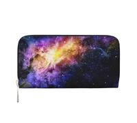 GSGCSBYMLG Galaxy in The Universe Portafoglio a mano in pelle stampata uomo donna zip pochette porta carte, Nero , Taglia unica