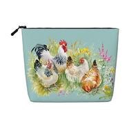 GSGCSBYMLG Gallo stampato falso canapa Makeup Bag Travel Toiletry Bag Organizer Bag, Nero , Taglia unica