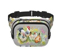 GSGCSBYMLG Gallo stampato quadrato doppio strato marsupio borsa da viaggio, Nero , Taglia unica