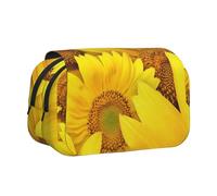 GSGCSBYMLG Girasoli Fiori Gialli Stampato Doppia Clamshell Pen Case Portatile Cancelleria Caso, Nero , Taglia unica, Portamonete
