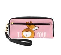 GSGCSBYMLG Grazioso astuccio per matite con stampa di cane Corgi gallese con cuoricino e cuoricini, piccola borsa per il trucco da viaggio