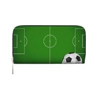 GSGCSBYMLG Green Grass Field Soccer Playground The Ball Portafoglio a mano in pelle stampata uomo donna zip frizione titolare della carta, Nero , Taglia unica
