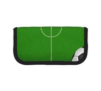 GSGCSBYMLG Green Grass Field Soccer Playground The Ball stampato Canvas Pen Case Portable Stationery Case Storage Pouch