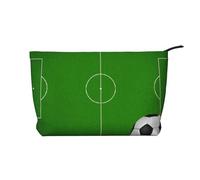 GSGCSBYMLG Green Grass Field Soccer Playground The Ball stampato velluto a coste Makeup Bag Travel Toiletry Bag Travel Organizer Bag, Nero , Taglia unica
