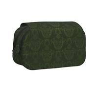 GSGCSBYMLG Hunter - Astuccio per penne a conchiglia con motivo floreale verde stampato a doppia conchiglia, astuccio per cancelleria portatile, Nero , Taglia unica, Portamonete