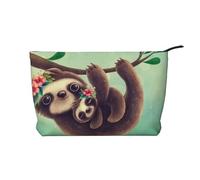 GSGCSBYMLG Lazy Cute Bradipo Appeso I Rami Stampato Velluto Sacchetto Trucco Viaggio Toiletry Bag Travel Organizer Bag, Nero , Taglia unica