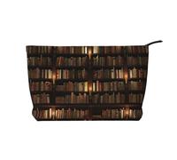 GSGCSBYMLG Libreria Libreria Libro Stampato Corduroy Makeup Bag Travel Toiletry Bag Travel Organizer Bag, Nero , Taglia unica