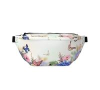 GSGCSBYMLG Marsupio a tracolla con stampa di farfalle e margherite ortensie