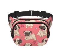 GSGCSBYMLG Marsupio quadrato a doppio strato con stampa di un cucciolo di carlino divertente, Nero , Taglia unica