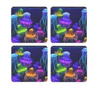 GSGCSBYMLG Medusa colorata stampata MDF Cork Coaster 4 pc decorativo bevanda Coaster
