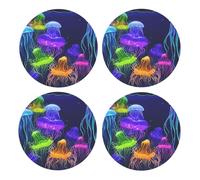GSGCSBYMLG Medusa colorata stampata MDF Cork Coaster 4 pc decorativo bevanda Coaster