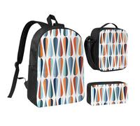 GSGCSBYMLG Mid Century Modern Retro con stampa a forma di goccia 43,2 cm borsa per la scuola borsa portapranzo set, Nero , Taglia unica, Portamonete
