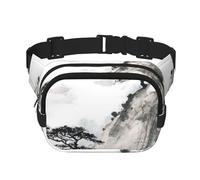 GSGCSBYMLG Paesaggio cinese dipinto stampato quadrato doppio strato sacchetto di viaggio, Nero , Taglia unica