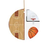 GSGCSBYMLG Pallacanestro Campo da basket Stampato Alluminio Rotondo Ciondolo Decorazione Albero di Natale Hanging