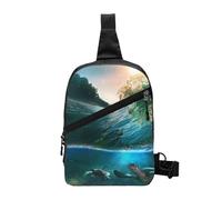 GSGCSBYMLG Palm Trees and Sea Turtles Diving Underwater printed Chest package Cross chest bag
