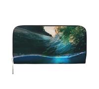 GSGCSBYMLG Palm Trees and Sea Turtles Diving Underwater Printed Leather Hand Wallet Men Women Zip Clutch Card Holder, Nero , Taglia unica