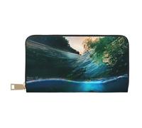 GSGCSBYMLG Palm Trees and Sea Turtles Diving Underwater Printed Leather Wallet Large Travel Wallet Men Women Zip Clutch Card Holder, bianco, Taglia unica