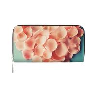 GSGCSBYMLG Portafoglio a mano in pelle stampata a forma di cuore con petali floreali da uomo e donna con cerniera porta carte, Nero , Taglia unica