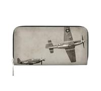 GSGCSBYMLG Portafoglio a mano in pelle stampata con aeroplano della seconda guerra mondiale della seconda guerra mondiale uomo donna porta carte frizione con cerniera, Nero , Taglia unica