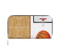 GSGCSBYMLG Portafoglio a mano in pelle stampata con tabellone da basket da uomo e donna con cerniera porta carte frizione, Nero , Taglia unica